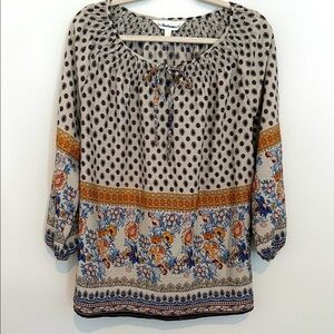 Tantrums Multicolor Floral and Geometric Blouse Size XL